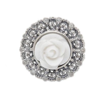 Alternate image for Rose-Themed Sterling Silver Cocktail Ring from Bali Wondrous Rose