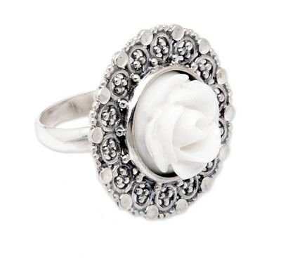Alternate image for Rose-Themed Sterling Silver Cocktail Ring from Bali Wondrous Rose