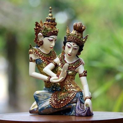 Alternate image for Rama and Sita Handcrafted Wood Statuette from Bali Rama Sita Dance