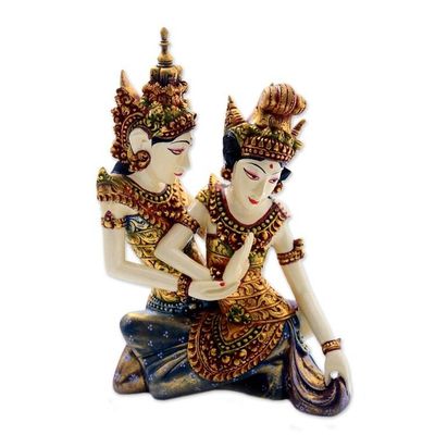 Alternate image for Rama and Sita Handcrafted Wood Statuette from Bali Rama Sita Dance