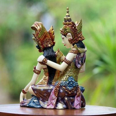 Alternate image for Rama and Sita Handcrafted Wood Statuette from Bali Rama Sita Dance