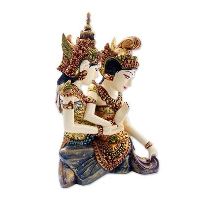 Alternate image for Rama and Sita Handcrafted Wood Statuette from Bali Rama Sita Dance