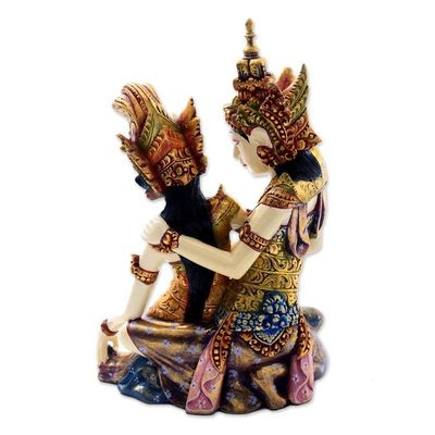 Alternate image for Rama and Sita Handcrafted Wood Statuette from Bali Rama Sita Dance