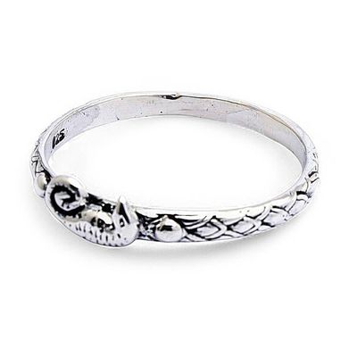 Alternate image for Textured Sterling Silver Band Ring with Seahorse Motif Adorable Seahorse