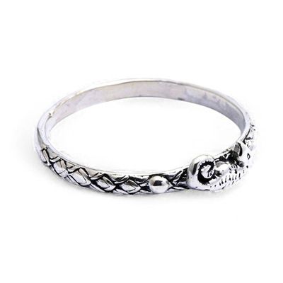 Alternate image for Textured Sterling Silver Band Ring with Seahorse Motif Adorable Seahorse