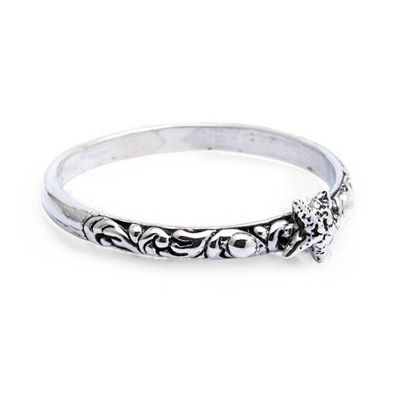 Alternate image for Starfish-Themed Textured Sterling Silver Band Ring from Bali Little Starfish