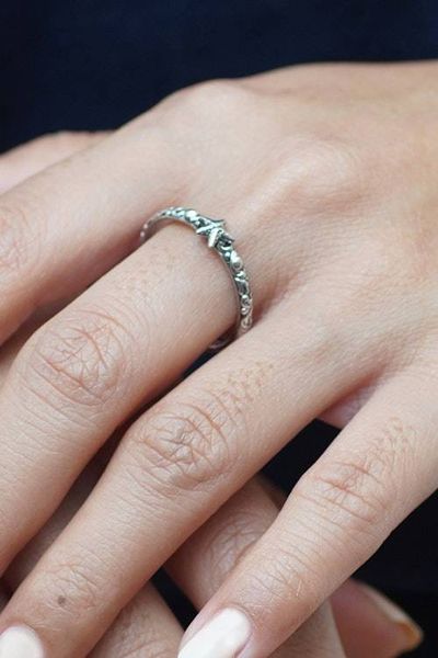 Alternate image for Starfish-Themed Textured Sterling Silver Band Ring from Bali Little Starfish