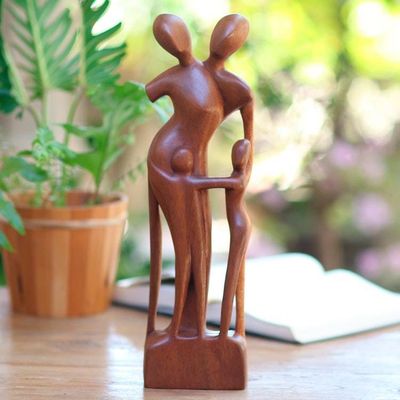 Alternate image for Wood Family Sculpture from Indonesia Family Scene