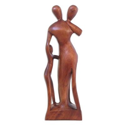 Alternate image for Wood Family Sculpture from Indonesia Family Scene