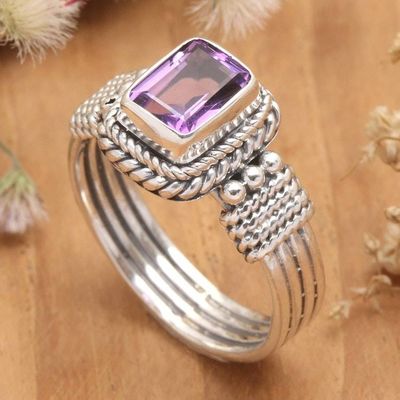 Primary image for Polished Classic Sterling Silver Amethyst Cocktail Ring Purple Dame