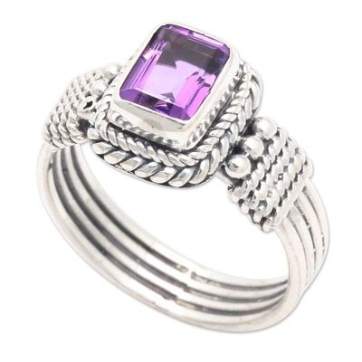 Alternate image for Polished Classic Sterling Silver Amethyst Cocktail Ring Purple Dame