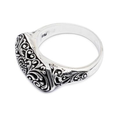 Alternate image for Textured Leaf-Themed Sterling Silver Cocktail Ring from Bali Garden of Heaven