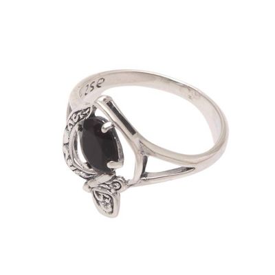 Alternate image for Onyx Butterfly Single-Stone Ring from India Perched Butterfly
