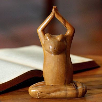 Main image for Wood sculpture Toward the Sky Yoga Frog