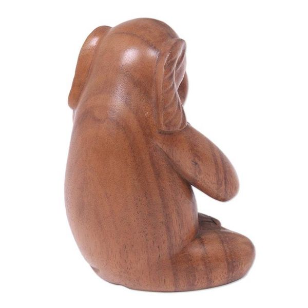 Alternate image for Handmade Balinese Suar Wood Statuette of Elephant at Prayer Praying Elephant