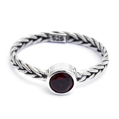 Primary image for Balinese Round Garnet and Sterling Silver Single Stone Ring Sublime Passion