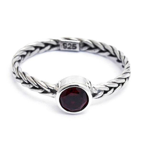 Alternate image for Balinese Round Garnet and Sterling Silver Single Stone Ring Sublime Passion