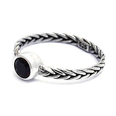 Alternate image for Balinese Round Garnet and Sterling Silver Single Stone Ring Sublime Passion