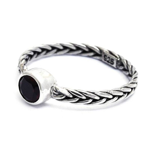 Alternate image for Balinese Round Garnet and Sterling Silver Single Stone Ring Sublime Passion