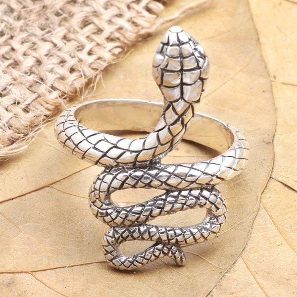 Alternate image for Sterling Silver Snake-Motif Cocktail Ring Rattlesnake Roll