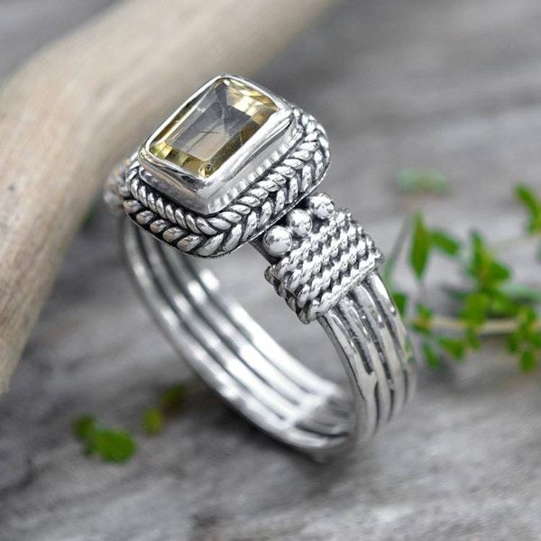 Alternate image for Textured Sterling Silver Citrine Single Stone Ring from Bali Summer Dame