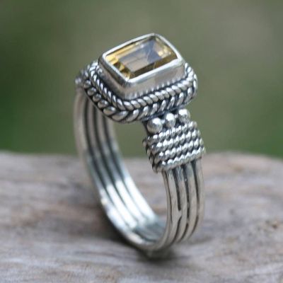 Alternate image for Textured Sterling Silver Citrine Single Stone Ring from Bali Summer Dame