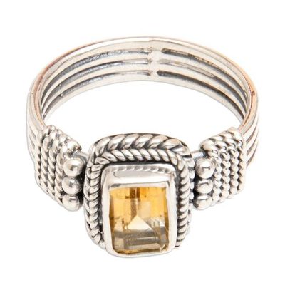 Alternate image for Textured Sterling Silver Citrine Single Stone Ring from Bali Summer Dame