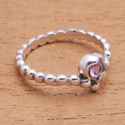 Alternate image for Dot Pattern Amethyst Solitaire Ring from Bali Lined with Dots