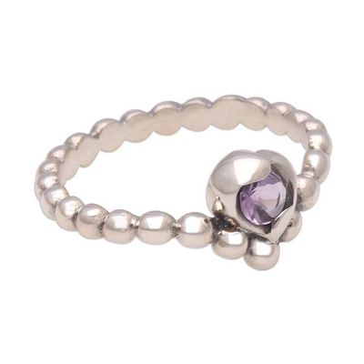 Alternate image for Dot Pattern Amethyst Solitaire Ring from Bali Lined with Dots