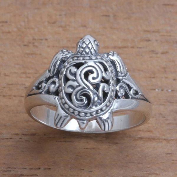Alternate image for Sterling Silver Sea Turtle Band Ring from Bali Ancient Turtle