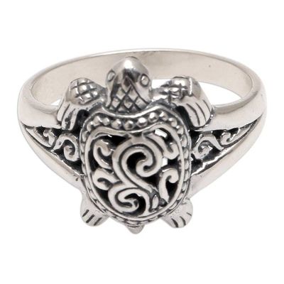 Alternate image for Sterling Silver Sea Turtle Band Ring from Bali Ancient Turtle