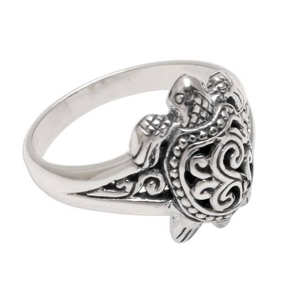 Alternate image for Sterling Silver Sea Turtle Band Ring from Bali Ancient Turtle