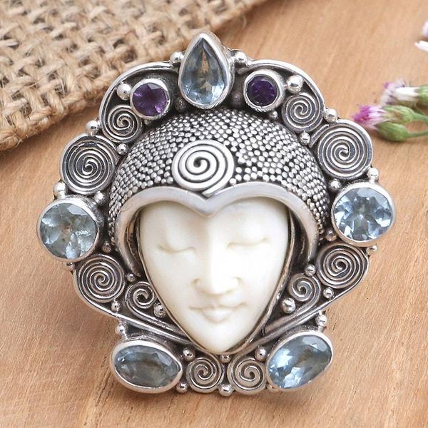 Alternate image for Hand Crafted Amethyst and Blue Topaz Cocktail Ring Royal Sleep
