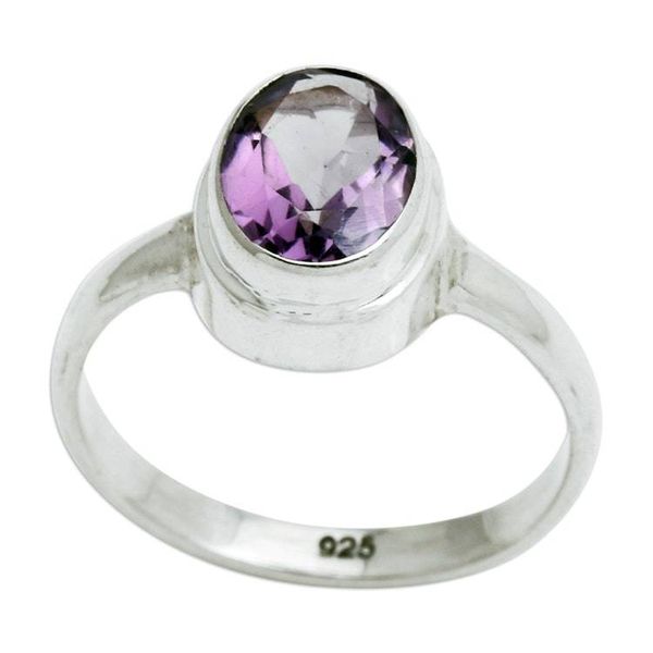 Alternate image for Polished Faceted Oval 1-Carat Amethyst Single Stone Ring Enchanted Veil