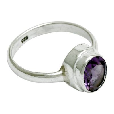 Alternate image for Polished Faceted Oval 1-Carat Amethyst Single Stone Ring Enchanted Veil