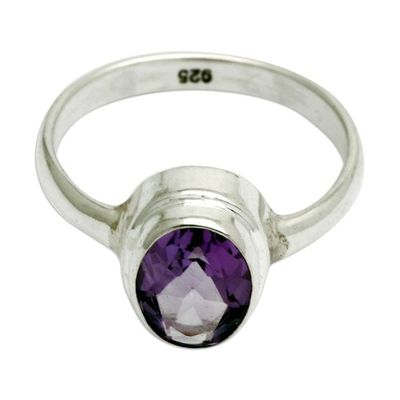 Alternate image for Polished Faceted Oval 1-Carat Amethyst Single Stone Ring Enchanted Veil