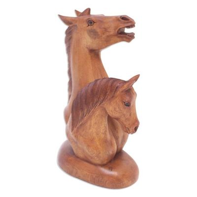 Alternate image for Wood sculpture Equine Twins