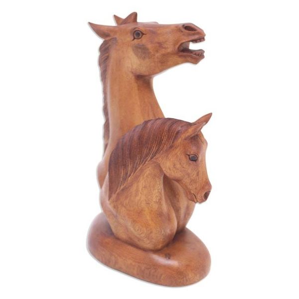Alternate image for Wood sculpture Equine Twins