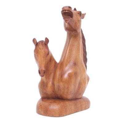 Alternate image for Wood sculpture Equine Twins
