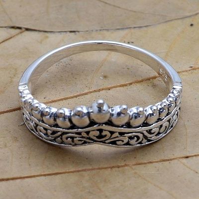 Primary image for Hand Crafted Sterling Silver Band Ring Crowned