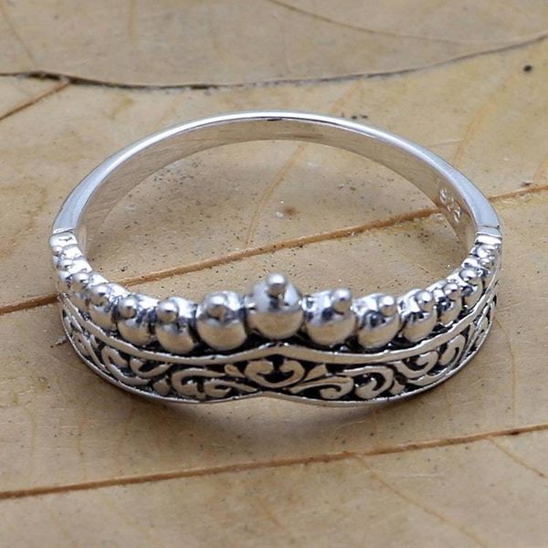 Alternate image for Hand Crafted Sterling Silver Band Ring Crowned