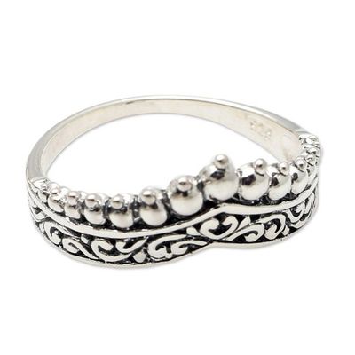 Alternate image for Hand Crafted Sterling Silver Band Ring Crowned