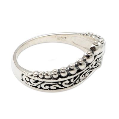 Alternate image for Hand Crafted Sterling Silver Band Ring Crowned