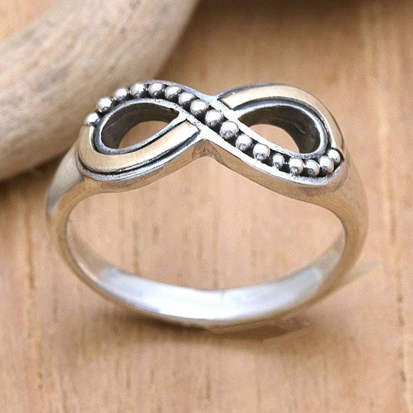 Alternate image for 18k Gold-Accented Sterling Silver Infinity Band Ring Infinite Modernity