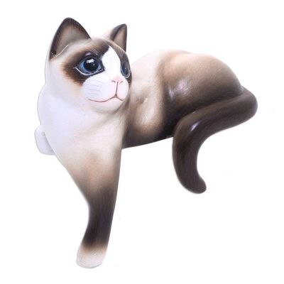 Alternate image for Albesia Wood Cat Sculpture Wistful Kitty