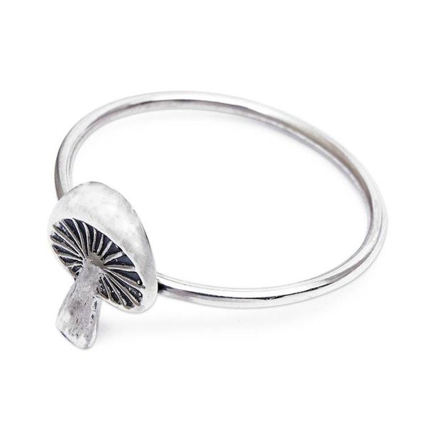 Alternate image for Polished and Oxidized Sterling Silver Mushroom Cocktail Ring Gleaming Mushroom
