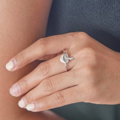 Alternate image for Polished and Oxidized Sterling Silver Mushroom Cocktail Ring Gleaming Mushroom