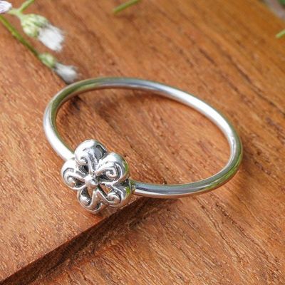 Alternate image for Spiral-Patterned Floral Sterling Silver Band Ring from Bali Small Curls