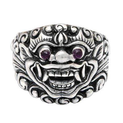 Alternate image for Mens Kala Rau Sterling Silver Cocktail Ring with Purple Gem Eyes of the Kala Rau