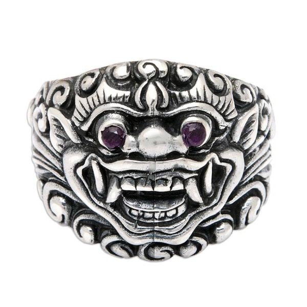 Alternate image for Mens Kala Rau Sterling Silver Cocktail Ring with Purple Gem Eyes of the Kala Rau
